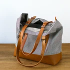 Latest Designer Woman Canvas Leather Stripe Handbag Tote Bags