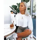 Women Stock Sexy Women Solid Size Fleece Cotton Crop Hoody Pullover
