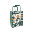Top quality 6 color flexo printing white kraft paperbag with flat handle