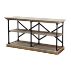 2 Tier Rustic Vintage Industrial Etagere Bookcase solid Wood Bookshelf