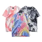 Summer T-shirt Short Summer Cotton Fashion Loose T-shirt Tie Dye O Neck Short Sleeve Top Women Clothing