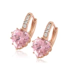 80284 xuping rose gold plated earring Cubic Zircon Hoop Earrings, zircon heart earring