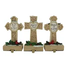 Wholesale custom artificial 6.89 inch height holiday resin decoration cross christmas stocking hook