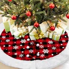 Ourwarm クリスマスツリー装飾 48 インチスノーフレークバッファローチェック柄木をホワイト豪華な毛皮エッジ
