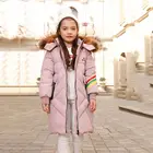 High Quality Clothes New Style Winter Down Filled Parka Jacket Little Girls Pink Fur Hood Coat