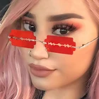DLL5333 DL glasses new Arrivals Razor blade shape hollow-out lens Shades rimless Party sun glasses