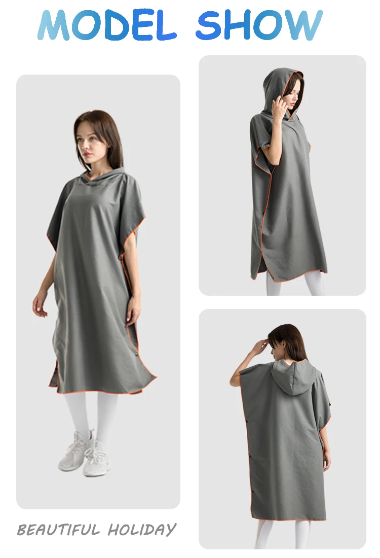 2019 quick dry lightweight solid color ultra compact surf poncho quick dry custom microfiber hooded poncho