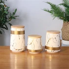 Fancy style home goods unique decorative custom marble porcelain candle jar with bamboo lid