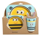 Eco Friendly Reusable Cartoon Dinnerware Melamine Free Bamboo Fiber Tableware For Kids