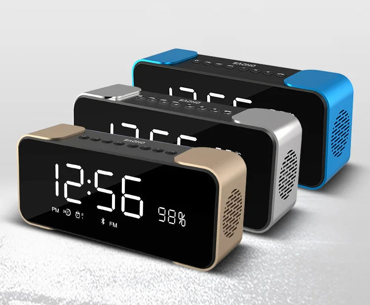 LED Alarm Clock with FM Radio Wireless Bluetooth Speaker Mirror Display Support Aux TF USB Music Player Wireless for Office Home - ANKUX.COM