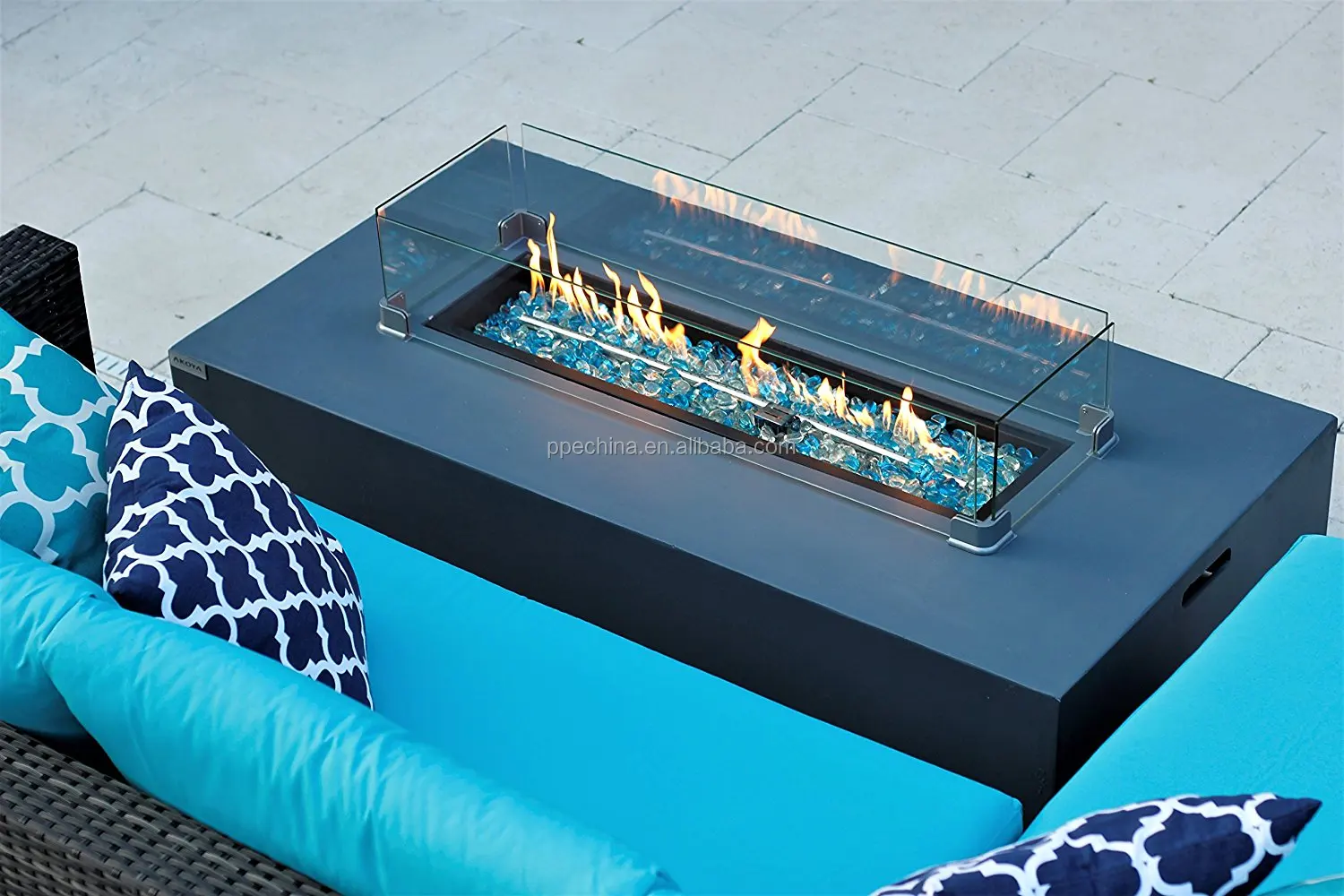 Outdoor table for burning liquefied gas propane gas fire pits with lava rocks