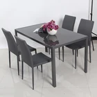 Wholesale modern dinning furniture tempered glass dining table 6 chairs sets