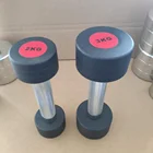 Gym equipment free weight fixed black rubber dumbbells exercise equipment Accessory