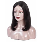 Lenaqueen Bob Wigs Natural Black Brazilian Hair short Wigs Silk Straight Middle Part 4X4 Lace Human Hair Wig