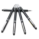 2 in 1 multifunction black customized promotion metal stylus touch screen pen with logo