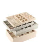 Custom Functional Velvet Jewelry Tray Display Organizer Box For Ring Pendant Necklace Bracelet Bangle