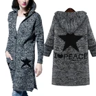 Wholesale Women Winter new hooded long knit cardigan jacquard sweater coat outwear