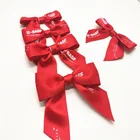 Hair Accessories Hair Accessories Custom Red Logo Ribbon Knots Bow With Gold Clips Bow For Girl