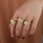 HIPHOP Rock iced out bling women jewelry micro pave cz leopard cool animal Gold finger ring
