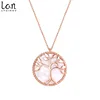 Fashion Rose Gold Plated Mother of Pearl Shell Pendant Necklace Tree of Life Necklace