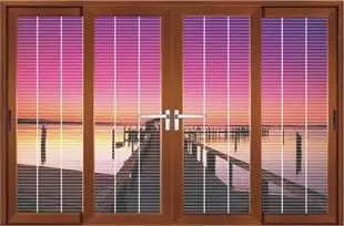 Topwindow Luxurious High Cost Automatic Blinds Inside Heavy Aluminum Wood Color Super Large Door Panel Lift Sliding Door