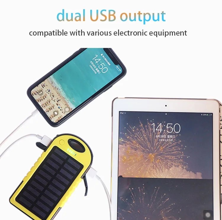 Universal 4000mAh Dual USB waterproof shockproof Dustproof portable Charger powerbank External Panel Battery Solar power bank - ANKUX.COM
