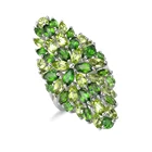 Luxury custom Natural Chrome Diopside sterling silver ring women Peridot stone rings