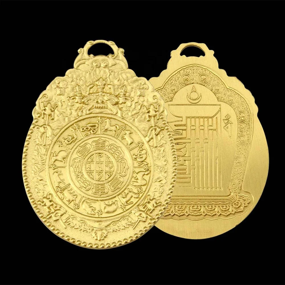Metal Religious Jewelry Pendent Charms Custom Gold Nine Palaces Eight Diagrams Buddha Necklace Pendant