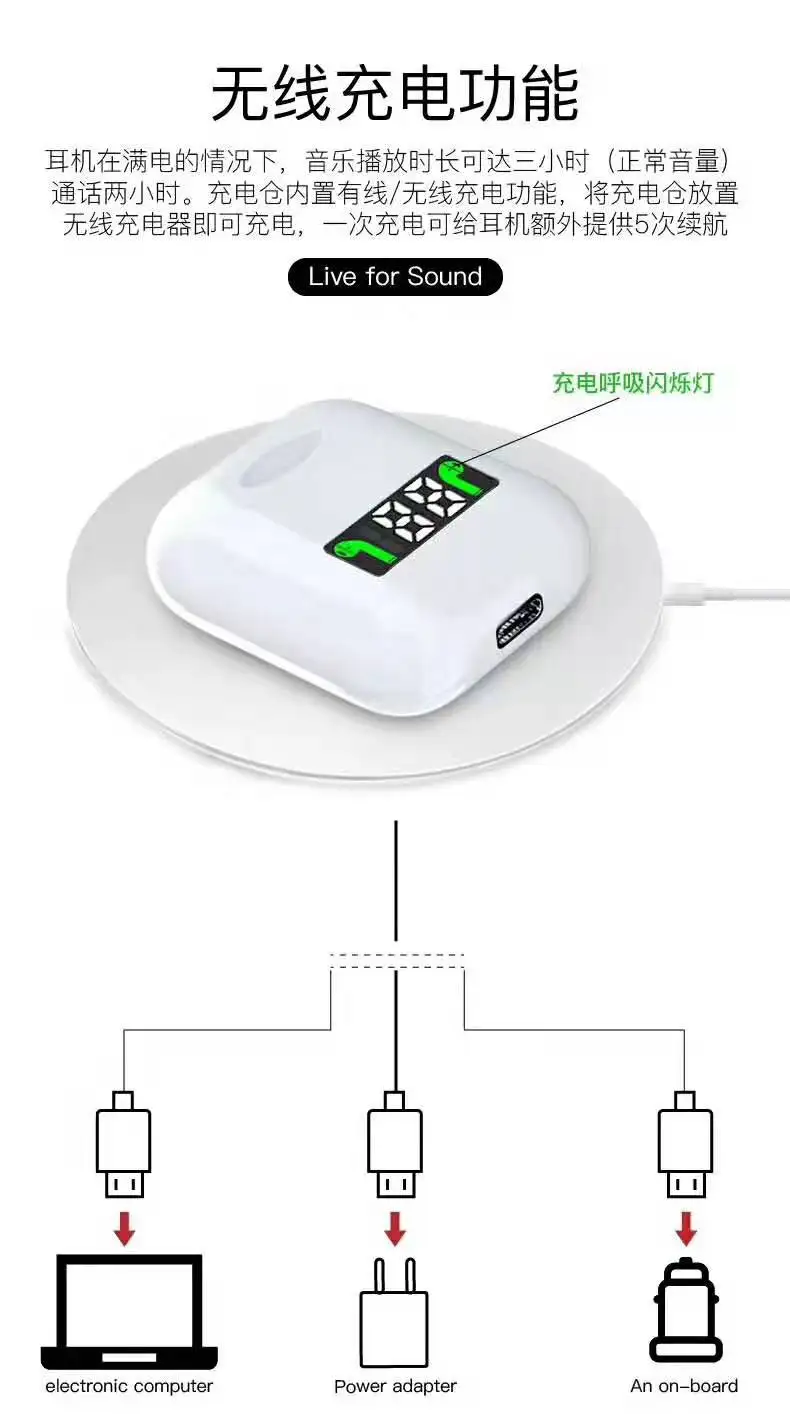 V9 V5.0 Touch with Popup Window True Headphones Wireless Stereo Earbuds Wireless Earphone wireless charging V9 earphone - ANKUX.COM