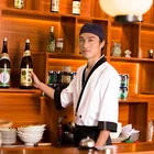Sushi restaurant sashimi teppanyaki plain Japanese smock chef's uniform mid-sleeve white Fanny chase 2019