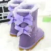 women warm soft snow boots for ladies multi color winter shoes cow leather faux sheep fur with bow cute snow boots