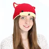 SJ021 high quality christmas decorated skin friendly cute cat baby crochet hat with ears