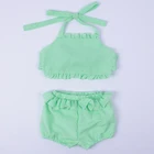 Newborn baby clothes 2 pieces clothing set baby backless girl summer seersucker outfit