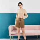 Women clothing Autumn mini skirt solid high waist A-line fashion genuine leather women skirt