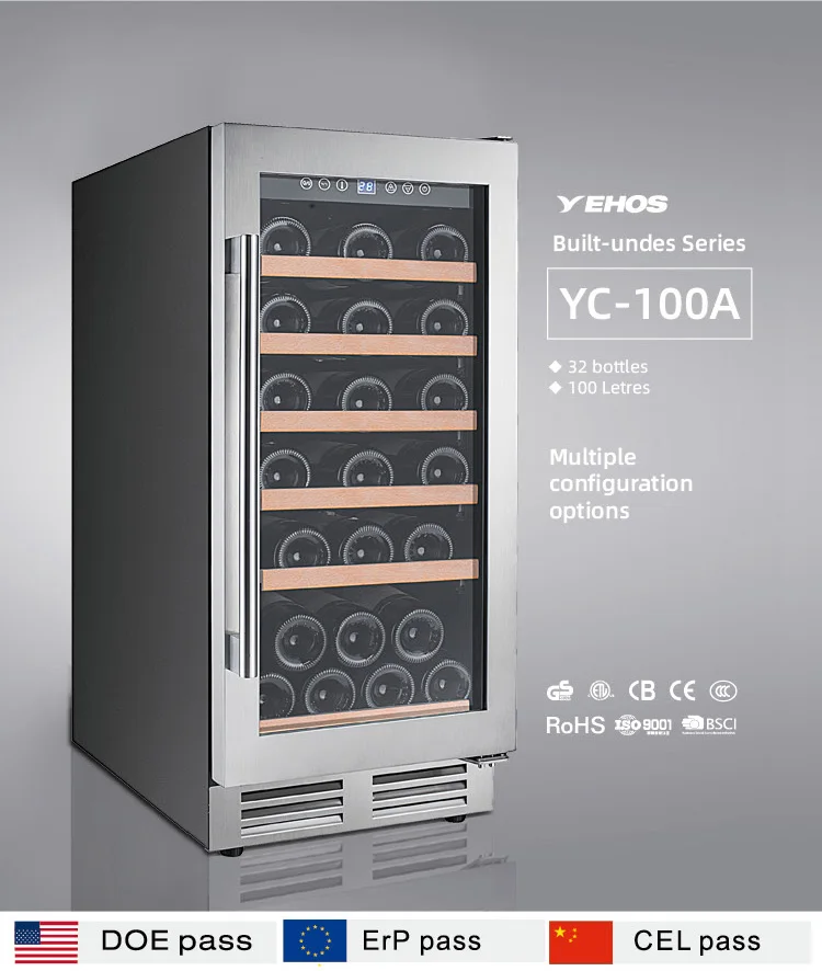 100إل 30 bottles Dual Zone fan cooling compressor wine cooler wine refrigerator cellar chiller