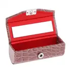 Leather Small Lipstick Box Case Texture Lipstick Gift Boxes Storage Holder PU Makeup Box With Mirror Button