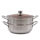 2019 Fast heated edible stainless steel 32cm double deck large cooking pot steamer