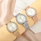 Women Quartz Watch Set Luxury 5 Pcs Pearl Bracelet Necklace Ring Earrings Ladies Birthday Gift