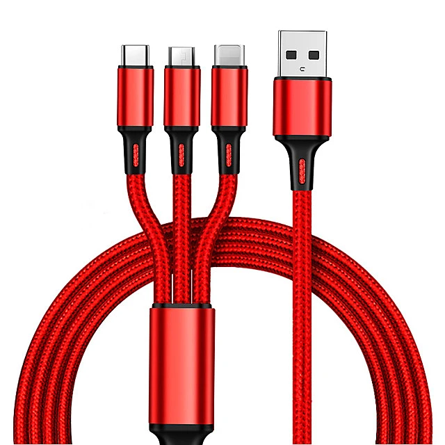 High Quality Best Selling 1.2M 3 In 1 Nylon Braid Fast Charging Multiple Usb Charging Cable For Iphone/Type-C/Android, Red, blue, gold, silver, black
High Quality Best Selling 1.2M 3 In 1 Nylon Braid Fast Charging Multiple Usb Charging Cable For Iphone/Type-C/Android, Red, blue, gold, silver, black