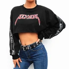 2019 hip hop style sexy loose printed ribbons women cropped Clothing crop top sweatshirt
