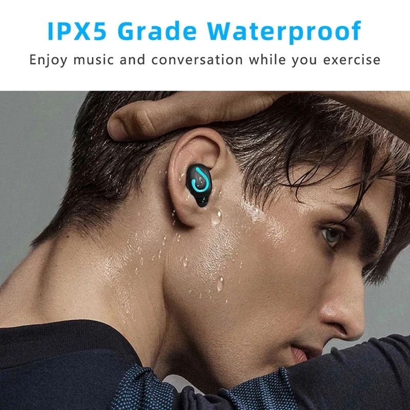 HQB-Q67 TWS Fashion Wireless Earbuds Bluetooth 5.0 3D Stereo Mini Headset Waterproof Sweatproof Hifi In-Ear Earphone 1500 mah - ANKUX.COM