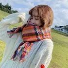 Scarf Long Scarfscarf Knit Colorful Striped Scarf In Autumn/winter Long Thick Warm Scarf Fringe