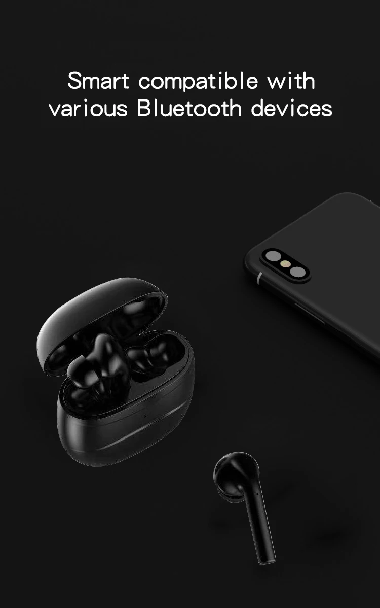 i12 tws boat earhook true wireless earbuds headphone v5.0 earphone mini headset i12 touch black - ANKUX.COM