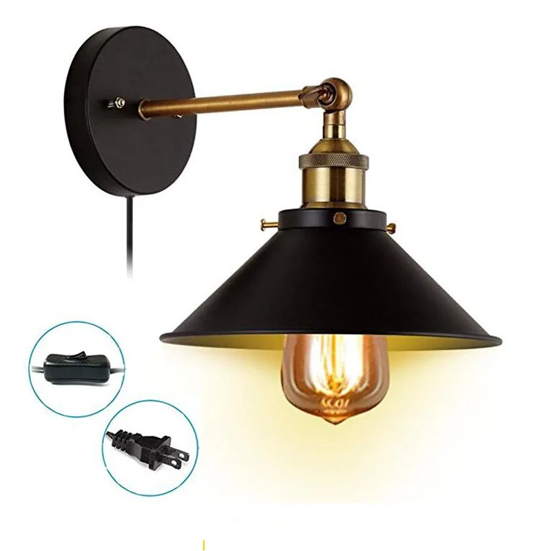 Tray Black Metal Saucer-Shaped Shade Industrial Bath Vanity Light Wall Light
