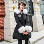 Fox fur winter jacket women's thick coat solid color hooded coat