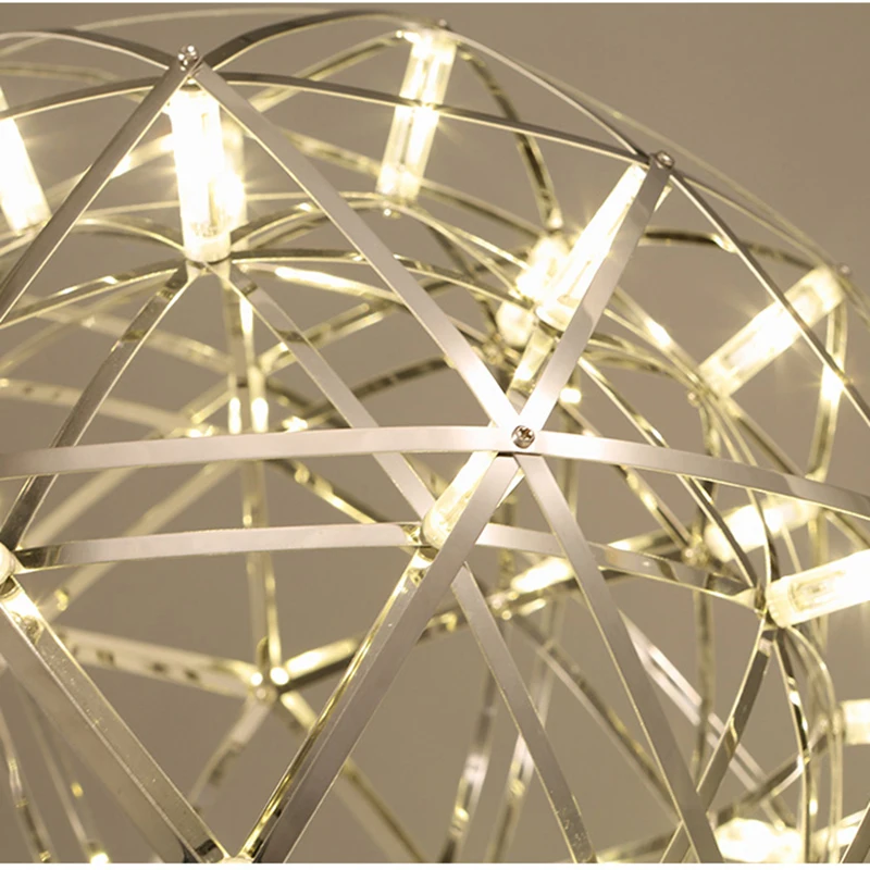 Creative spark star pendant light led Stainless Steel ball LED Firework Lamp for hotel villa shopping mall