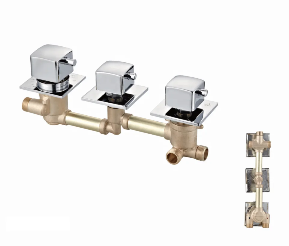 Modern design 3 Way bathroom chrome thermostatic faucet mixer brass wall temperature control faucet