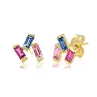 2020 New Wholesale Made In China Cheap Rainbow Color CZ 925 Silver Needle Stud Earrings For Women