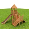 High quality kids outdoor wooden playsets playground equipment with stainless slide