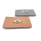 garment leather patch with metal label , jeans patch with original leather